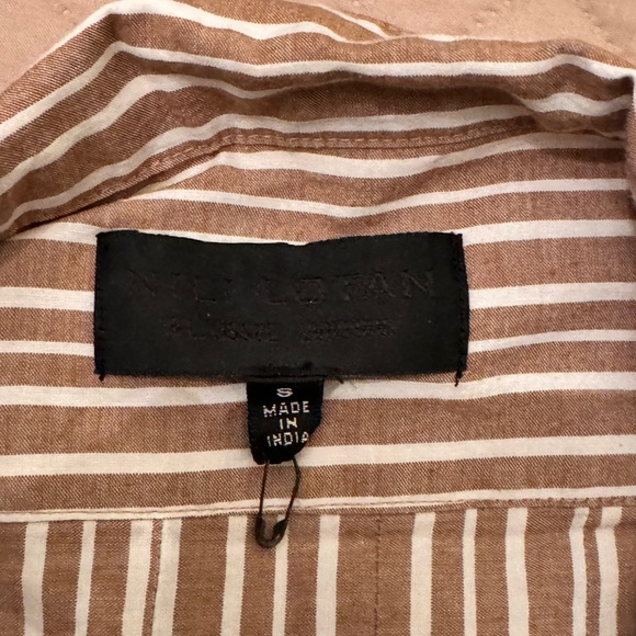 Nili Lotan Striped Blouse Tan and White - Picture 4 of 4